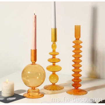 Pemegang Candlestick Kaca Pusingan Borong